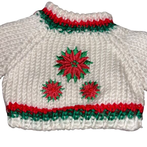 Pair of Knit Sweaters for Dolls Teddy Bears Christmas Angel Pointsetta - Picture 5 of 6